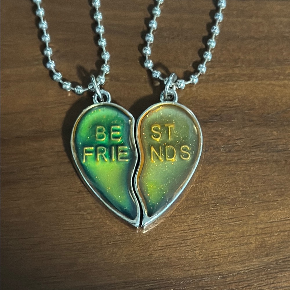 Claire’s “Best Friends” Magnetic Heart-Shaped Necklaces.